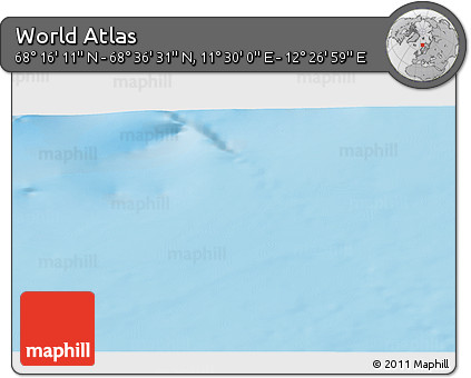 Physical 3D Map of the Area around 68° 26' 21" N, 11° 58' 29" E