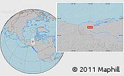 Gray Location Map of the area around 68° 26' 21" N, 134° 13' 29" W, hill shading