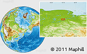 Physical Location Map of the area around 68° 26' 21" N, 157° 19' 29" E