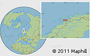 Savanna Style Location Map of the area around 68° 26' 21" N, 16° 13' 30" E