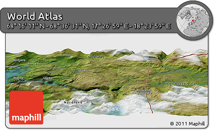Satellite Panoramic Map of the Area around 68° 26' 21" N, 17° 55' 29" E