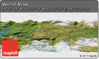 Satellite Panoramic Map of the Area around 68° 26' 21" N, 17° 55' 29" E