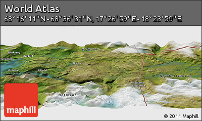 Satellite Panoramic Map of the Area around 68° 26' 21" N, 17° 55' 29" E