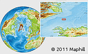 Physical Location Map of the area around 68° 26' 21" N, 21° 10' 29" W