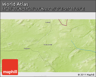 Physical 3D Map of the Area around 68° 26' 21" N, 24° 43' 30" E