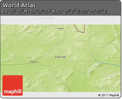 Physical 3D Map of the Area around 68° 26' 21" N, 24° 43' 30" E