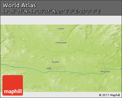Physical 3D Map of the Area around 68° 26' 21" N, 25° 34' 30" E