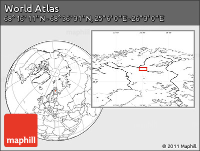Blank Location Map of the Area around 68° 26' 21" N, 25° 34' 30" E