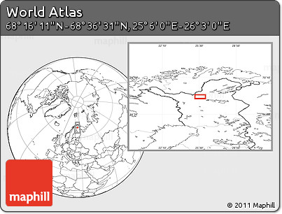 Blank Location Map of the Area around 68° 26' 21" N, 25° 34' 30" E