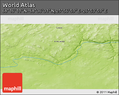 Physical 3D Map of the Area around 68° 26' 21" N, 26° 25' 29" E