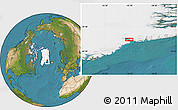 Satellite Location Map of the area around 68° 26' 21" N, 32° 13' 30" W
