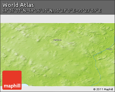 Physical 3D Map of the Area around 68° 26' 21" N, 34° 55' 29" E