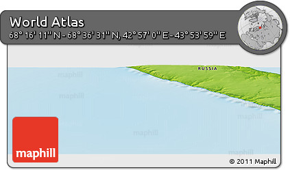 Physical Panoramic Map of the Area around 68° 26' 21" N, 43° 25' 29" E