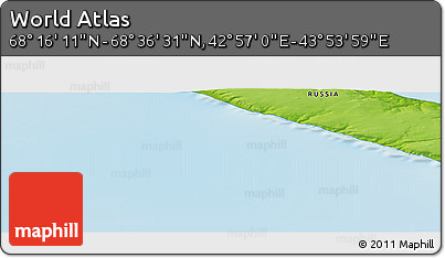 Physical Panoramic Map of the Area around 68° 26' 21" N, 43° 25' 29" E