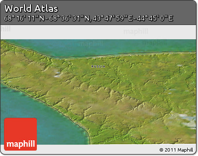 Satellite 3D Map of the Area around 68° 26' 21" N, 44° 16' 29" E
