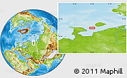 Physical Location Map of the area around 68° 26' 21" N, 47° 40' 29" E