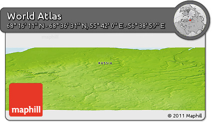 Physical Panoramic Map of the Area around 68° 26' 21" N, 56° 10' 29" E