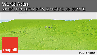 Physical Panoramic Map of the Area around 68° 26' 21" N, 56° 10' 29" E