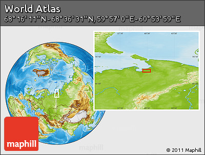 Physical Location Map of the Area around 68° 26' 21" N, 60° 25' 29" E