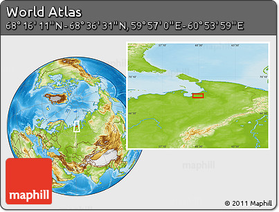Physical Location Map of the Area around 68° 26' 21" N, 60° 25' 29" E