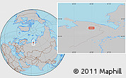 Gray Location Map of the area around 68° 26' 21" N, 63° 49' 30" E