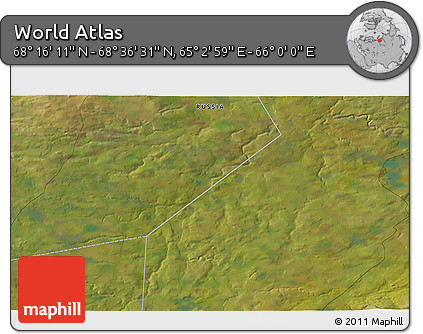 Satellite 3D Map of the Area around 68° 26' 21" N, 65° 31' 30" E