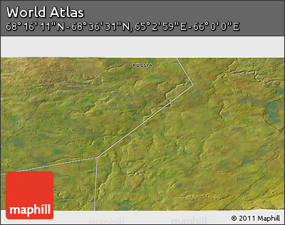 Satellite 3D Map of the Area around 68° 26' 21" N, 65° 31' 30" E