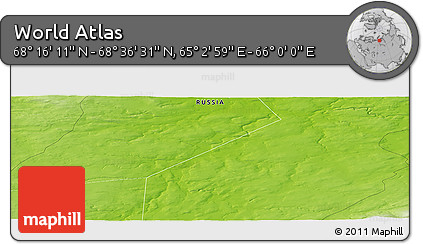 Physical Panoramic Map of the Area around 68° 26' 21" N, 65° 31' 30" E