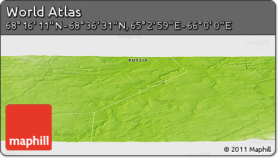 Physical Panoramic Map of the Area around 68° 26' 21" N, 65° 31' 30" E