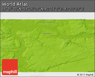 Physical 3D Map of the Area around 68° 26' 21" N, 83° 22' 30" E