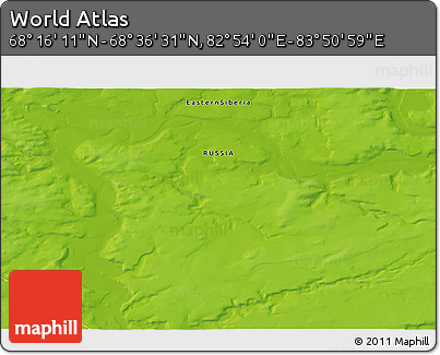 Physical 3D Map of the Area around 68° 26' 21" N, 83° 22' 30" E