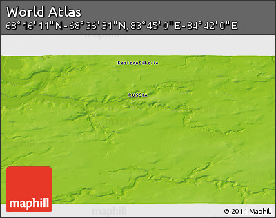 Physical 3D Map of the Area around 68° 26' 21" N, 84° 13' 29" E