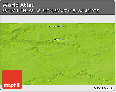 Physical 3D Map of the Area around 68° 26' 21" N, 84° 13' 29" E
