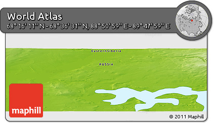 Physical Panoramic Map of the Area around 68° 26' 21" N, 89° 19' 29" E