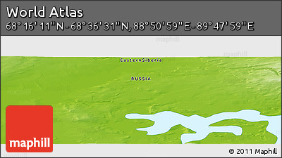 Physical Panoramic Map of the Area around 68° 26' 21" N, 89° 19' 29" E
