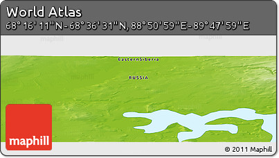 Physical Panoramic Map of the Area around 68° 26' 21" N, 89° 19' 29" E