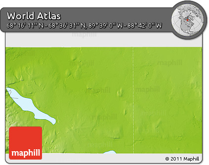 Physical 3D Map of the Area around 68° 26' 21" N, 89° 10' 30" W