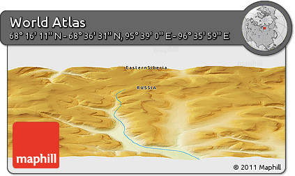 Physical Panoramic Map of the Area around 68° 26' 21" N, 96° 7' 30" E