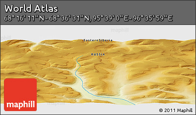 Physical Panoramic Map of the Area around 68° 26' 21" N, 96° 7' 30" E