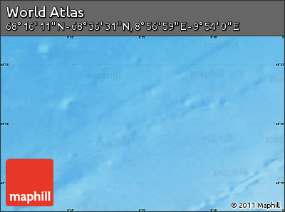 Shaded Relief Map of the Area around 68° 26' 21" N, 9° 25' 30" E