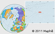 Political Location Map of the area around 68° 44' 30" N, 0° 55' 29" E