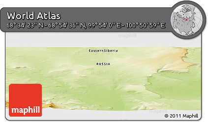 Physical Panoramic Map of the Area around 68° 44' 30" N, 100° 22' 30" E