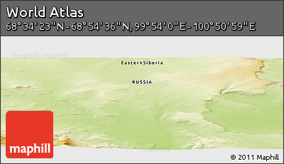 Physical Panoramic Map of the Area around 68° 44' 30" N, 100° 22' 30" E