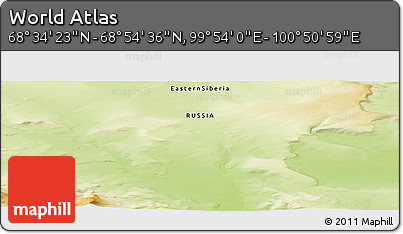 Physical Panoramic Map of the Area around 68° 44' 30" N, 100° 22' 30" E