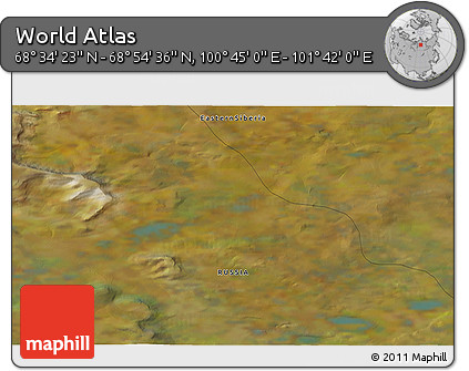 Satellite 3D Map of the Area around 68° 44' 30" N, 101° 13' 29" E