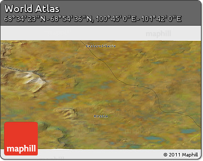 Satellite 3D Map of the Area around 68° 44' 30" N, 101° 13' 29" E