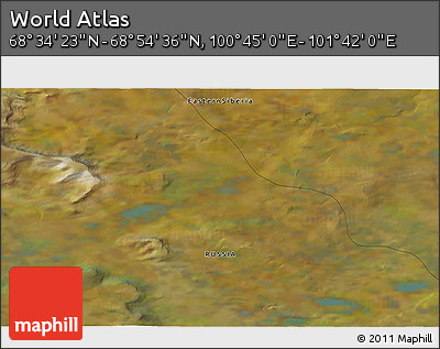 Satellite 3D Map of the Area around 68° 44' 30" N, 101° 13' 29" E