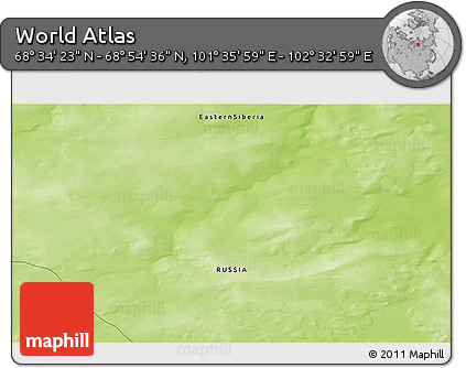Physical 3D Map of the Area around 68° 44' 30" N, 102° 4' 29" E