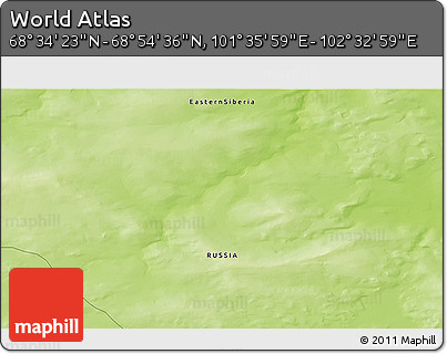 Physical 3D Map of the Area around 68° 44' 30" N, 102° 4' 29" E