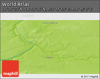 Physical 3D Map of the Area around 68° 44' 30" N, 103° 46' 30" E